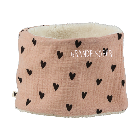 snood bébé enfant gaze coeurs rose moumoute snood bébé enfant gaze coeurs rose moumoute