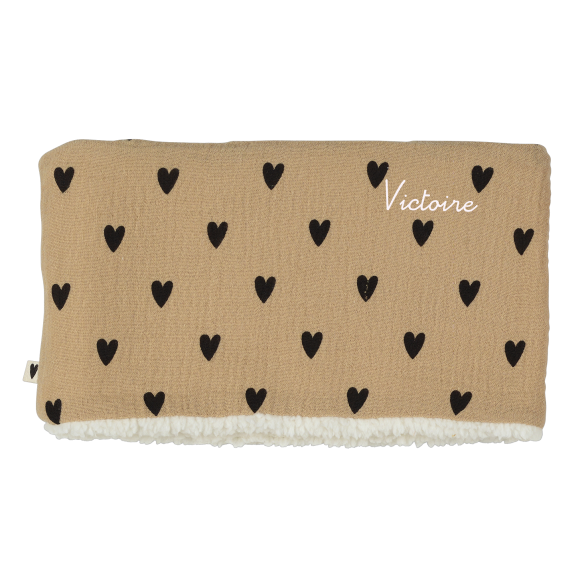 snood bébé enfant gaze coeurs beige moumoute