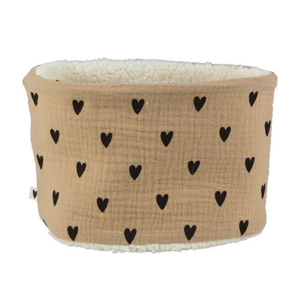 snood bébé enfant gaze coeurs beige moumoute