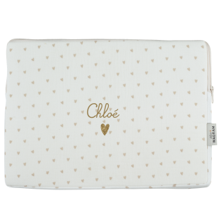 pochette ordinateur housse gaze coeurs