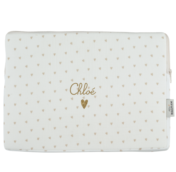 pochette ordinateur housse gaze coeurs