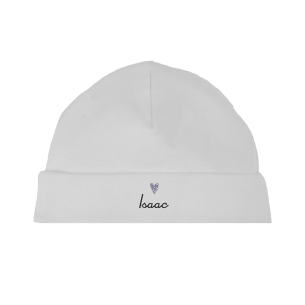 bonnet de naissance personnalisé en coton blanc