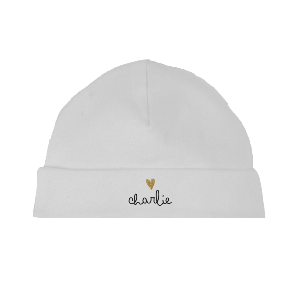 bonnet de naissance personnalisé en coton blanc