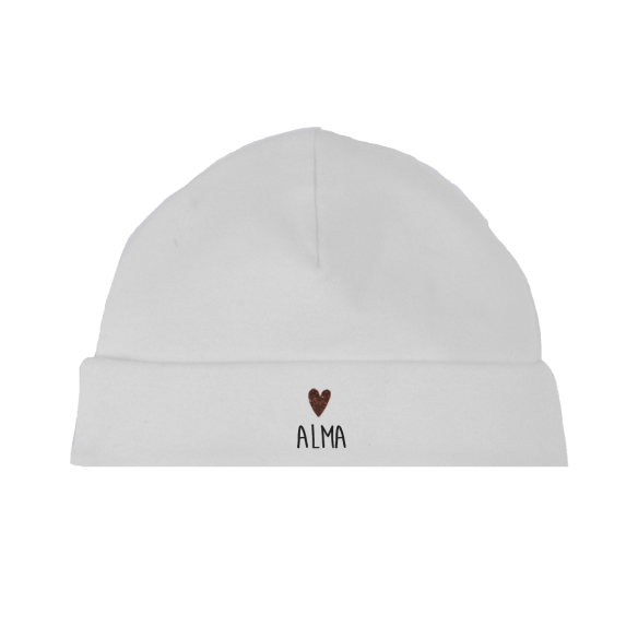 bonnet de naissance personnalisé en coton blanc