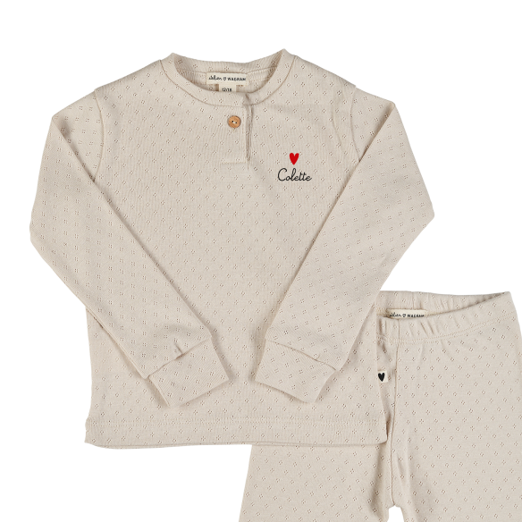 ensemble homewear ajouré beige