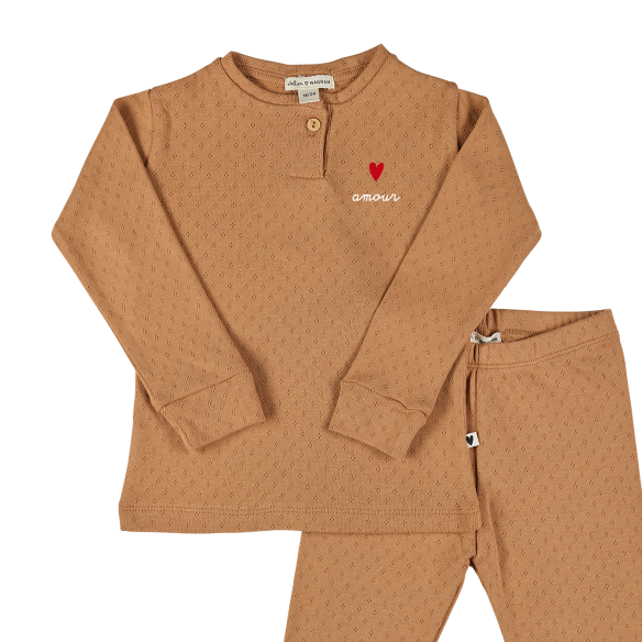 ensemble homewear ajouré caramel