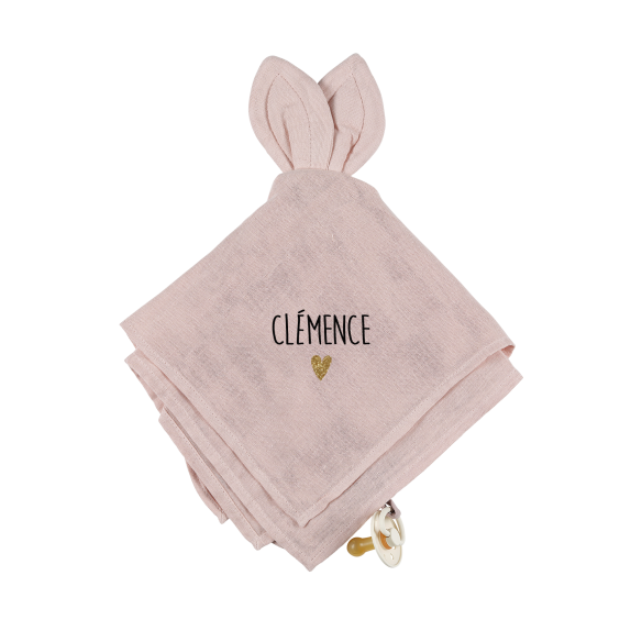 doudou lapin coton organique GOTS cadeau naissance rose