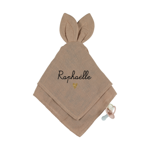 doudou lapin coton organique GOTS cadeau naissance latté