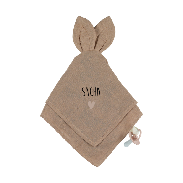 doudou lapin coton organique GOTS cadeau naissance latté