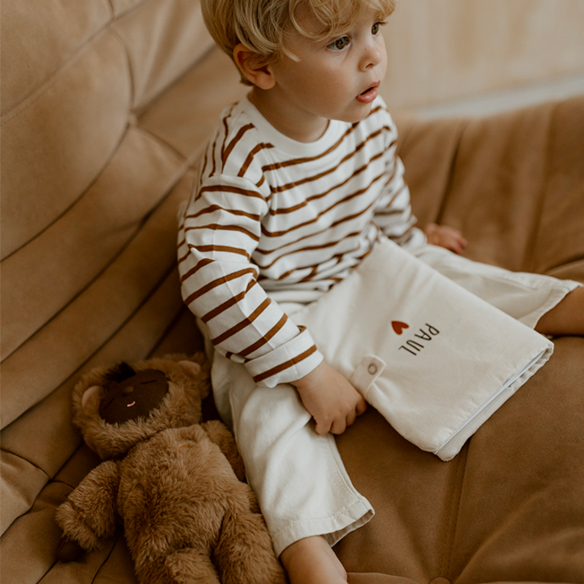 Protège carnet de santé velours brique personnalisé