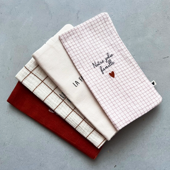 Livret de famille gaze petits carreaux personnalisable