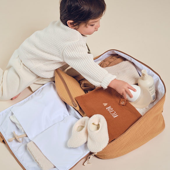 Range couche en gaze de coton camel