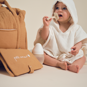 Range couche en gaze de coton camel