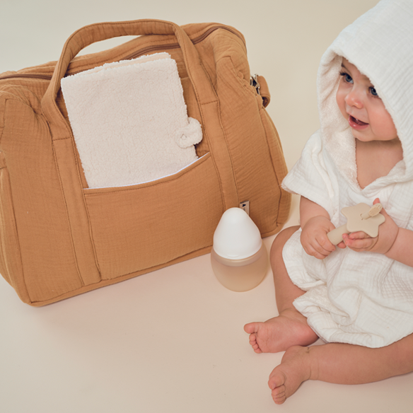 Range couche en gaze de coton camel