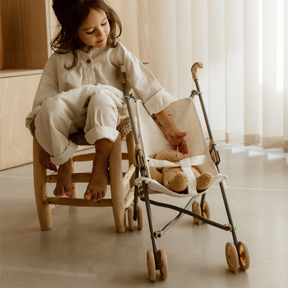 Poussette en gaze de coton camel