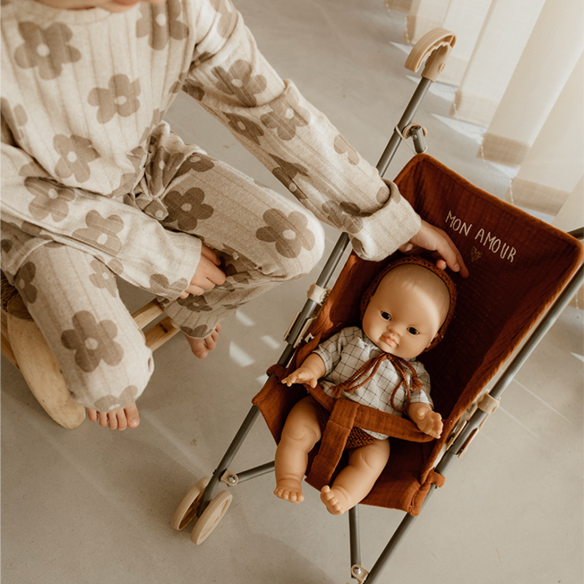 Poussette en gaze de coton camel