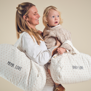 Sac polochon type sac week end / bowling / sac de sport pour enfant en gaze coeurs