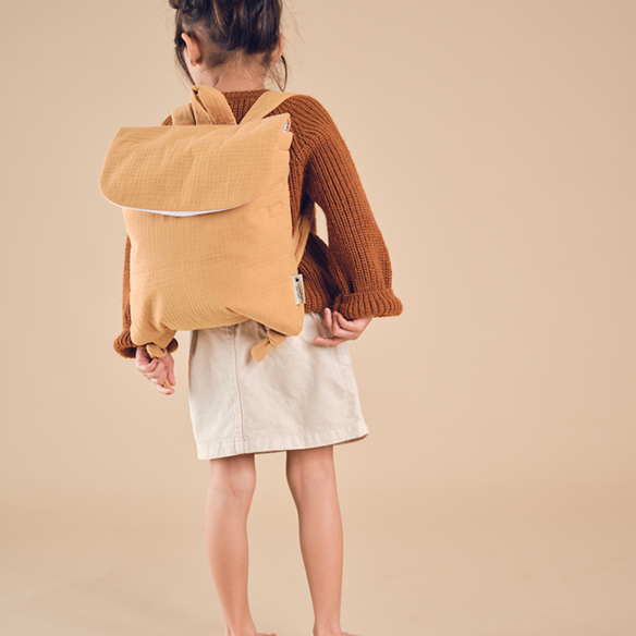 sac à dos gaze bleu jean personnalisé gaze de coton