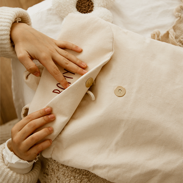 sac à dos velours ecru personnalisé