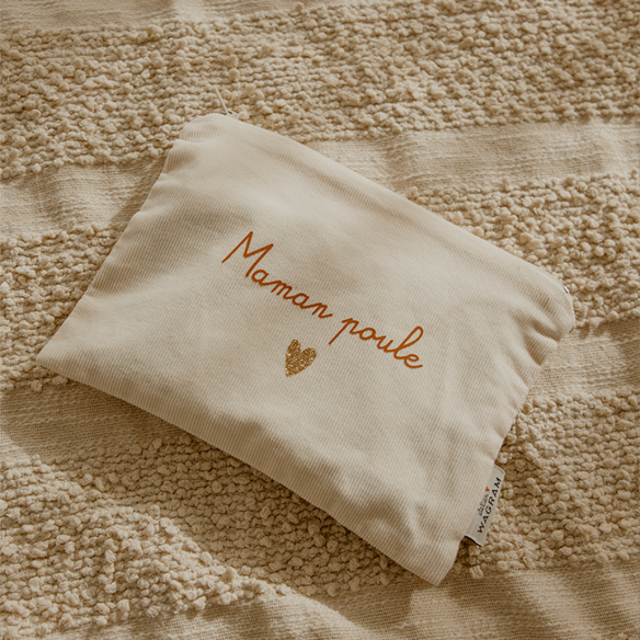 trousse plate en velours côtelé écru