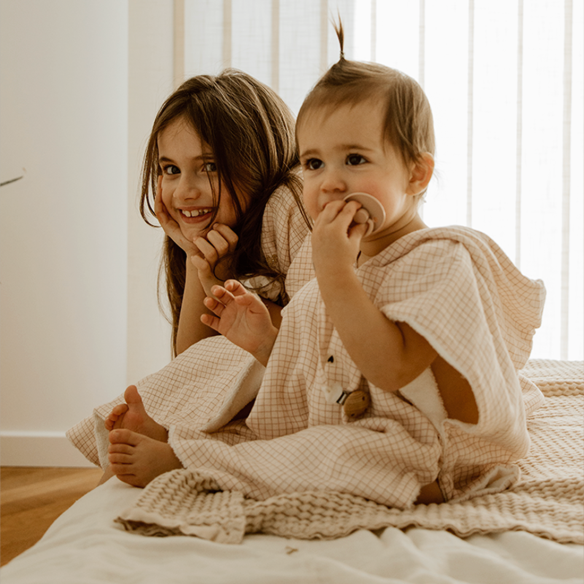 poncho petits carreaux gaze de coton