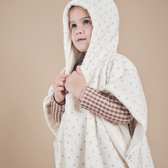 poncho gaze de coton coeurs