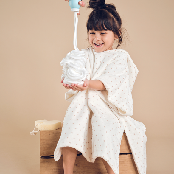 poncho gaze de coton coeurs