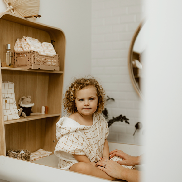 poncho gaze de coton grands carreaux