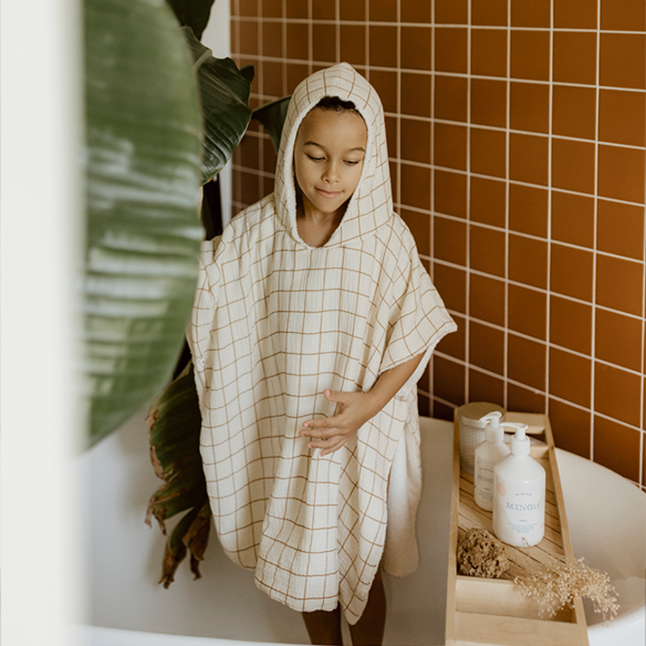 poncho gaze de coton grands carreaux