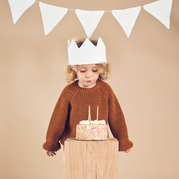 couronne gaze de coton ecru à personnaliser - cadeau anniversaire