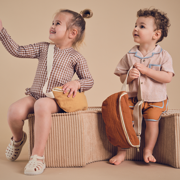 Sac banane enfant gaze de coton caramel