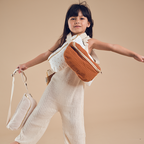 sac banane enfant velours ecru