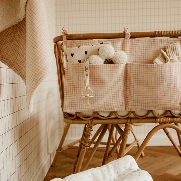 range doudou poche de rangement gaze petits carreaux