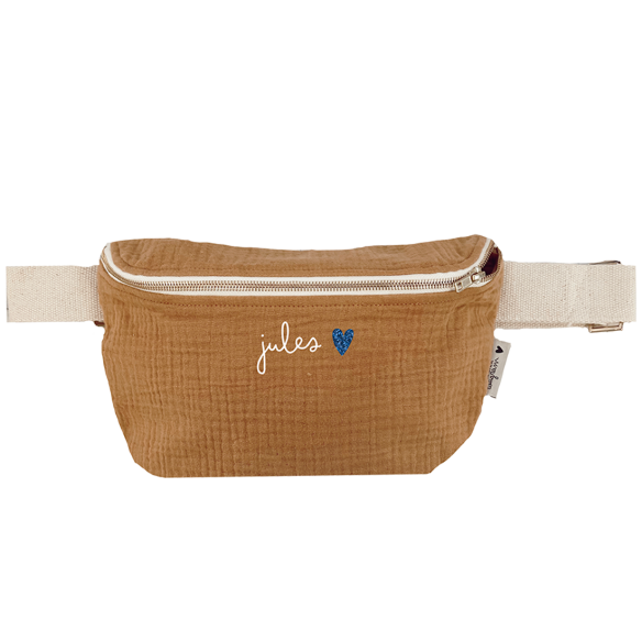 sac banane enfant gaze de coton camel