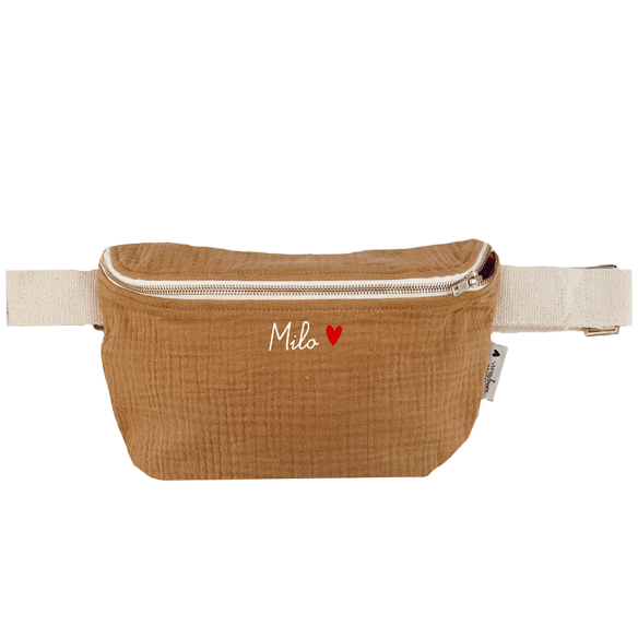 sac banane enfant gaze de coton camel