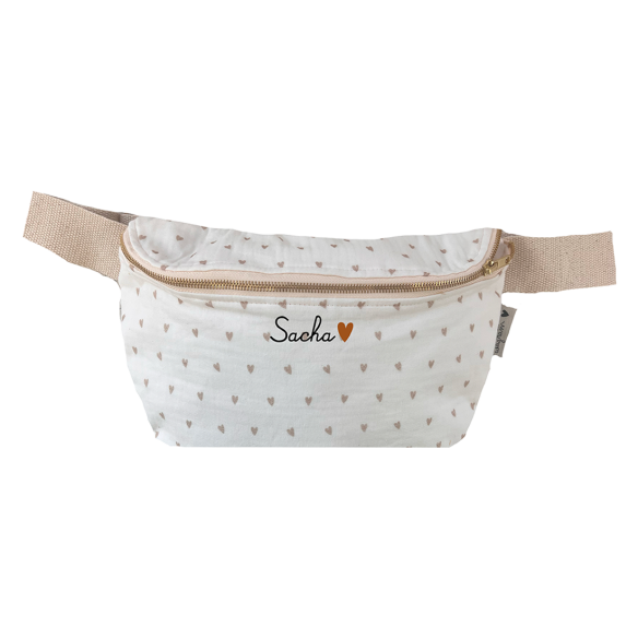 sac banane enfant gaze de coton coeurs