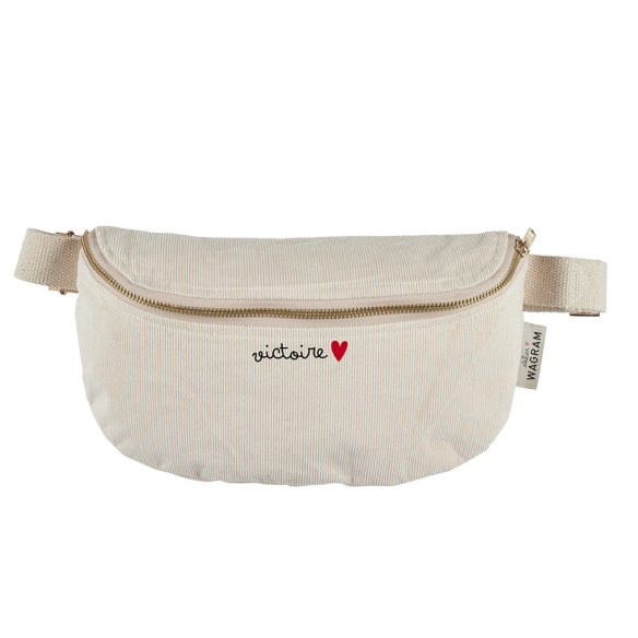 sac banane enfant velours ecru