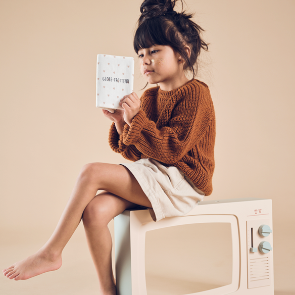 porte protège passeport gaze rose