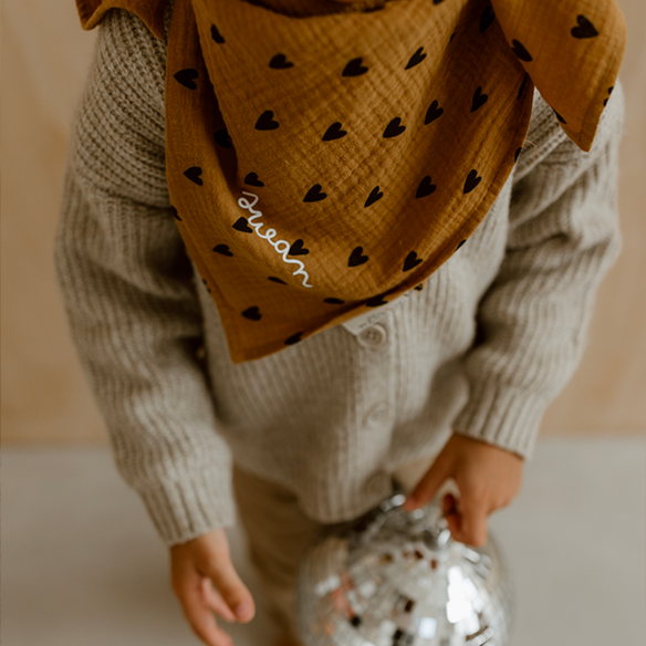 foulard gaze de coton coeur camel