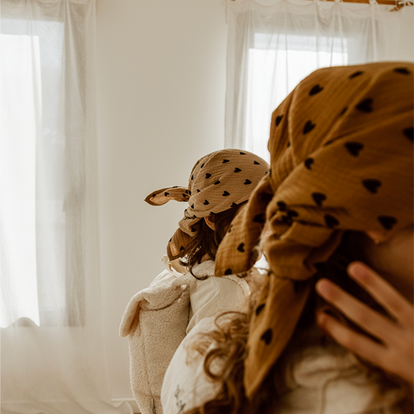 foulard gaze de coton coeur beige