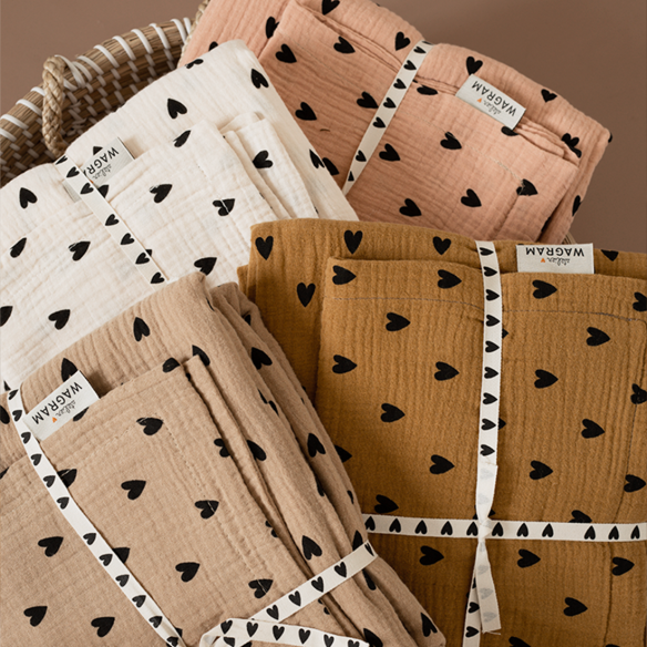 parure de lit gaze coeurs ecru