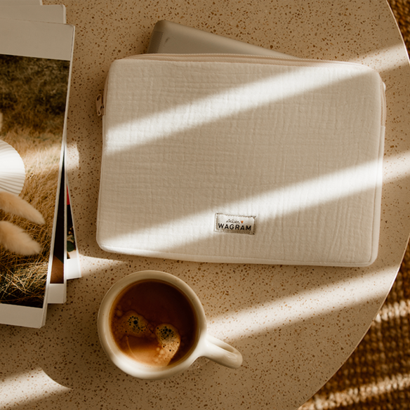 pochette ipad housse tablette gaze ecru
