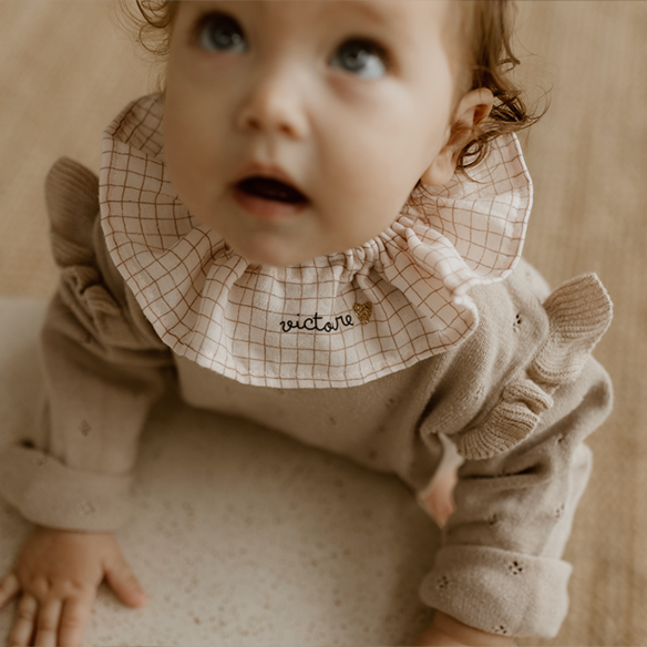 col amovible gaze de coton petits carreaux