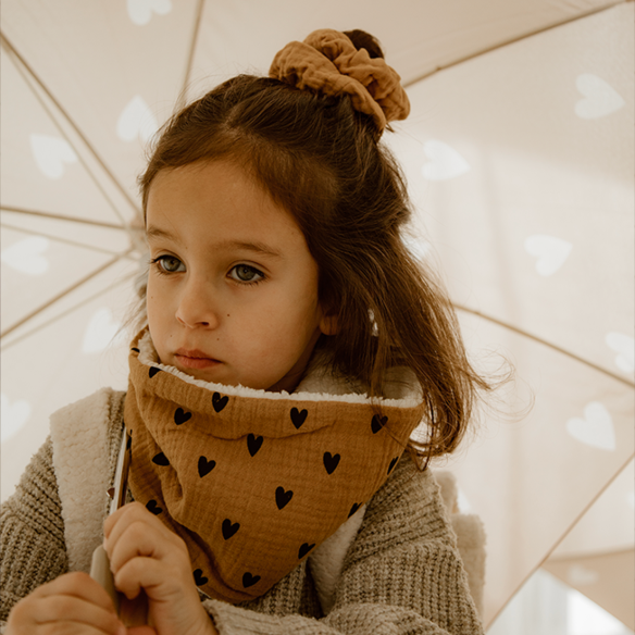 snood bébé enfant gaze petits carreaux moumoute