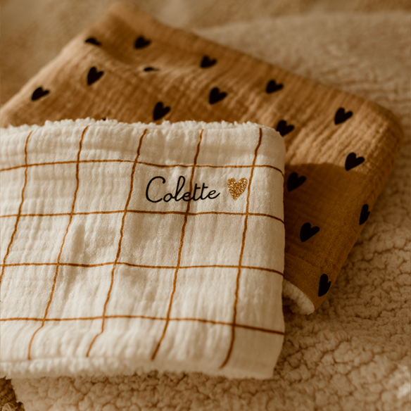 snood bébé enfant gaze grands carreaux moumoute