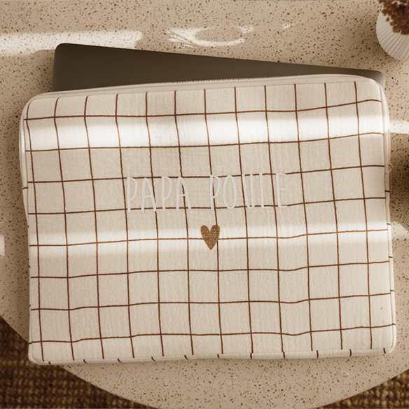 pochette ordinateur housse gaze petits carreaux