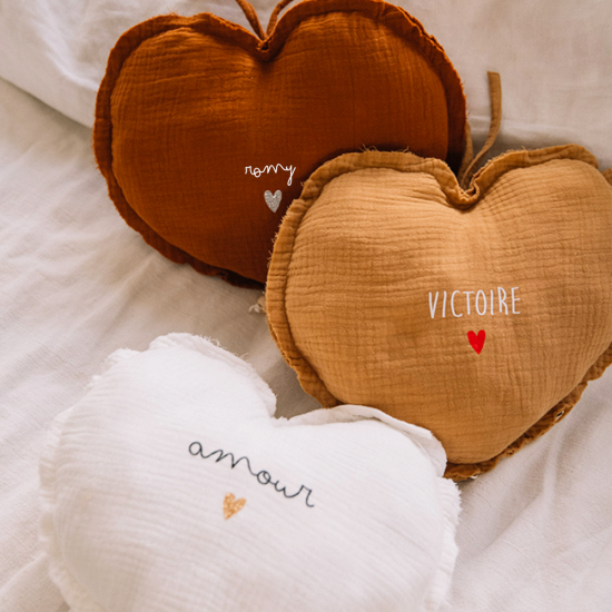 mobile musical coeur - veilleuse enfant gaze de coton caramel