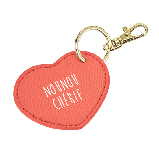 porte-clé simili cuir corail