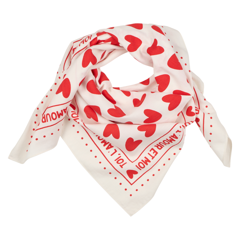 fond blanc / motif rouge