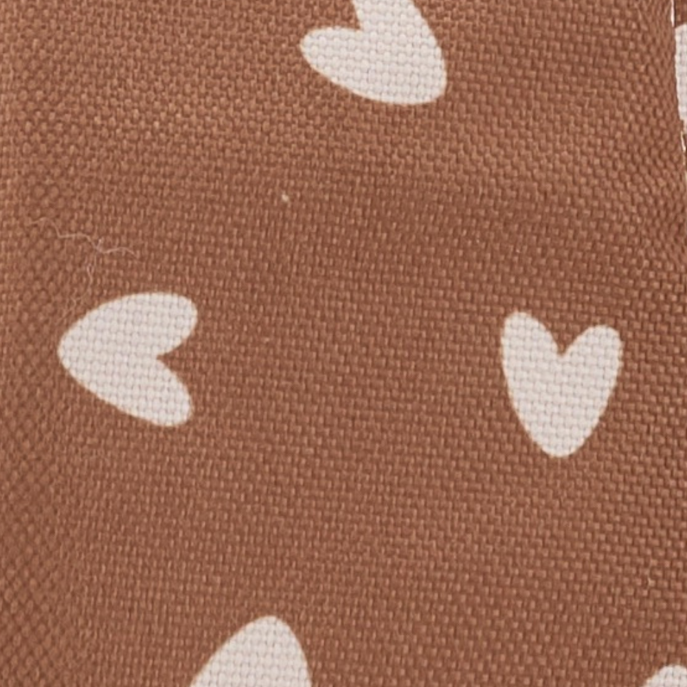 coeurs beige / fond marron